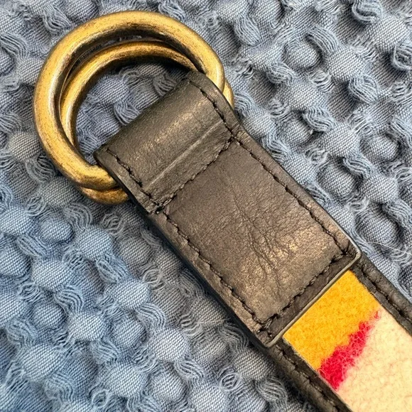 Patterned Multi Colored Wool Polo Style Belt with Geometric Design Measures 47" - Picture 2 of 5